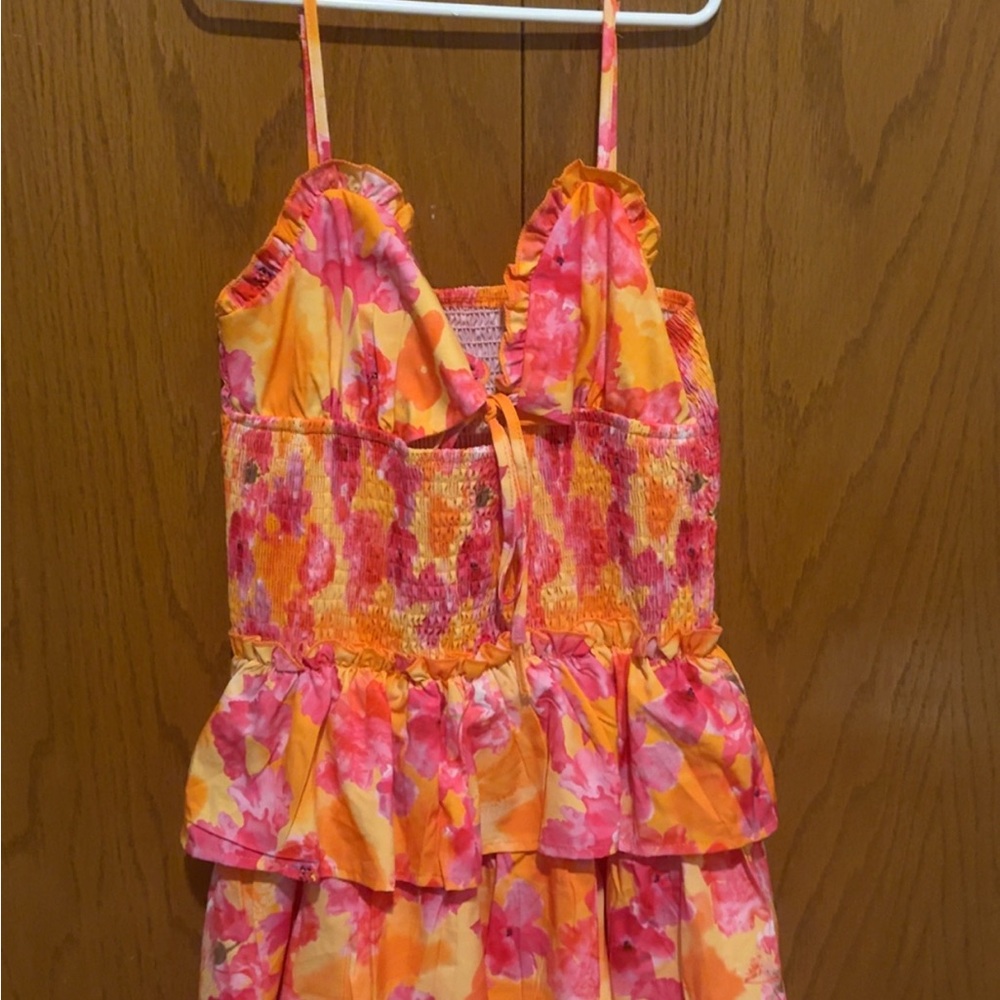 SHEIN Floral Mini Dress - Orange and Pink